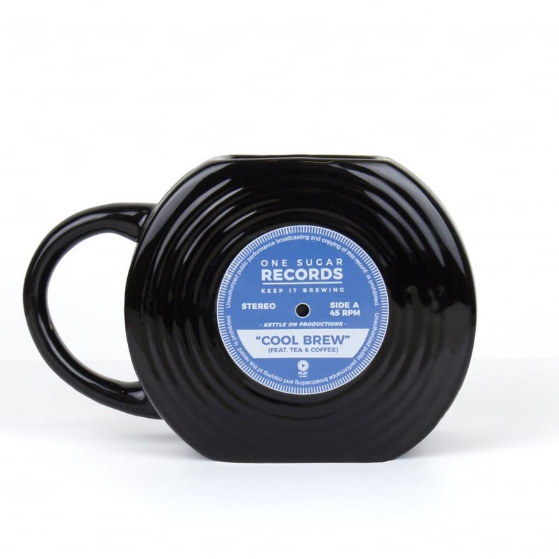 Gift Republic Vinyl Record Novelty Mug Retro Coffee Cup Music Lovers Gift Cool Retro Packaging Large Black Mug Birthday Christmas Gift For Music Fans - Image 1